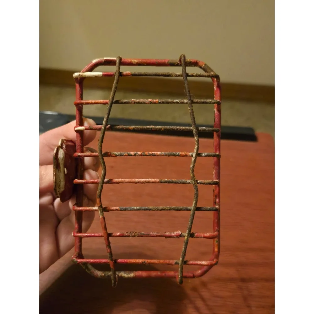 Vintage Industrial Red Wire Soap Dish Wall Mount Rustic Metal Basket Salvage